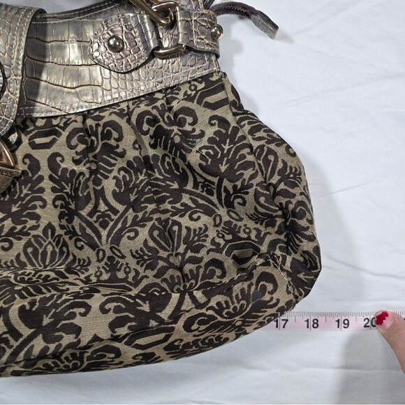 RARE- Vintage Y2K Guess Large Tapestry Cloth Alligator Print Handbag - Picture 9 of 12